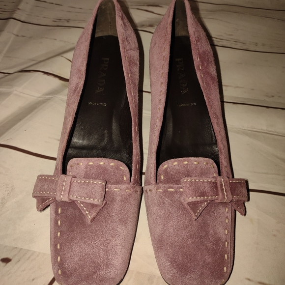 Prada Pink Suede Heels Size 6 - Picture 5 of 6